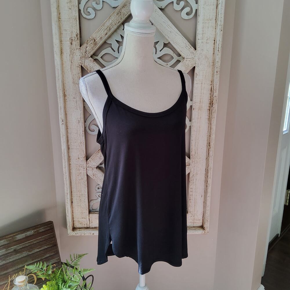 A.gain Women's Basic Soft Tank Top in Black Relaxed Fit